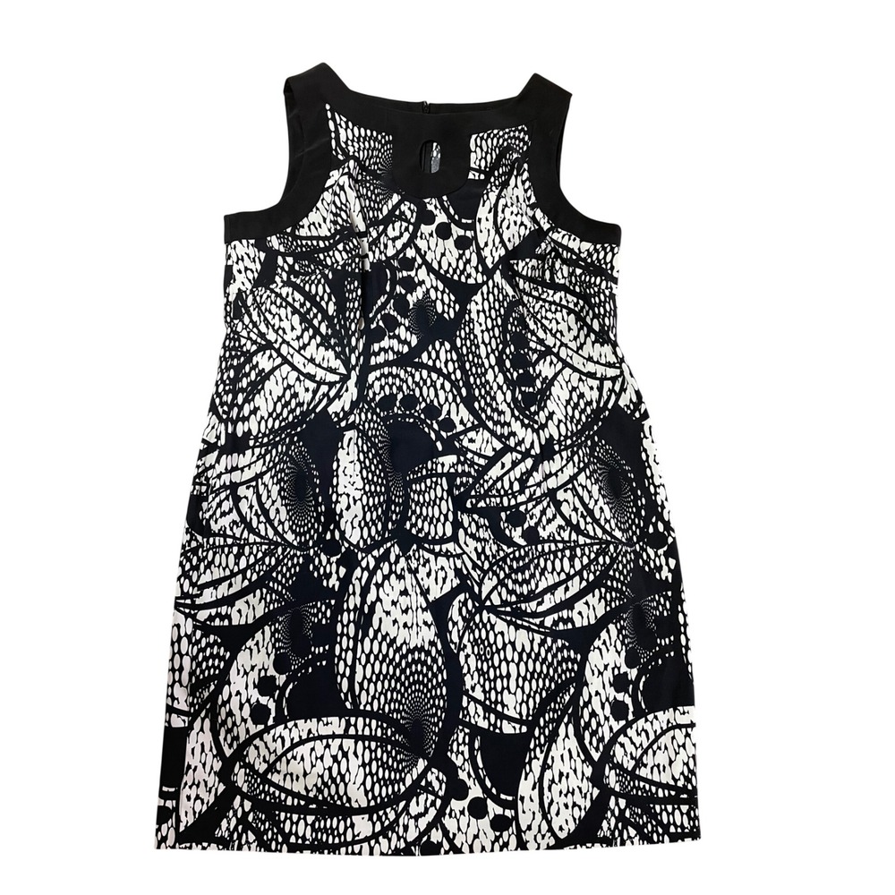 Connected Woman Black White Abstract Geometric Keyhole Sheath Dress 20W